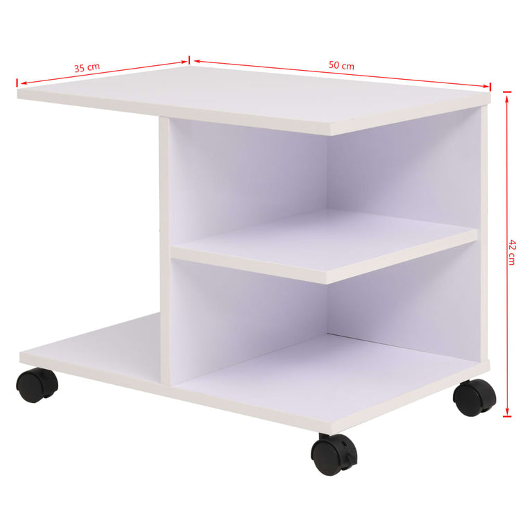 Plankenkast verrijdbaar 50x35x42 cm wit MeubelReus