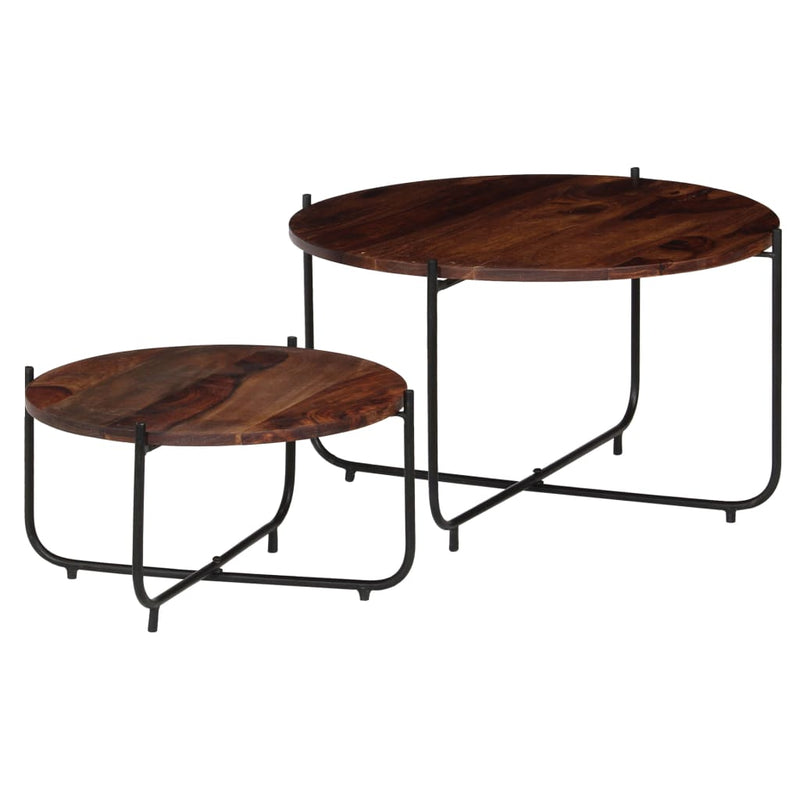 2-delige Salontafelset 60x35 cm massief sheeshamhout MeubelReus