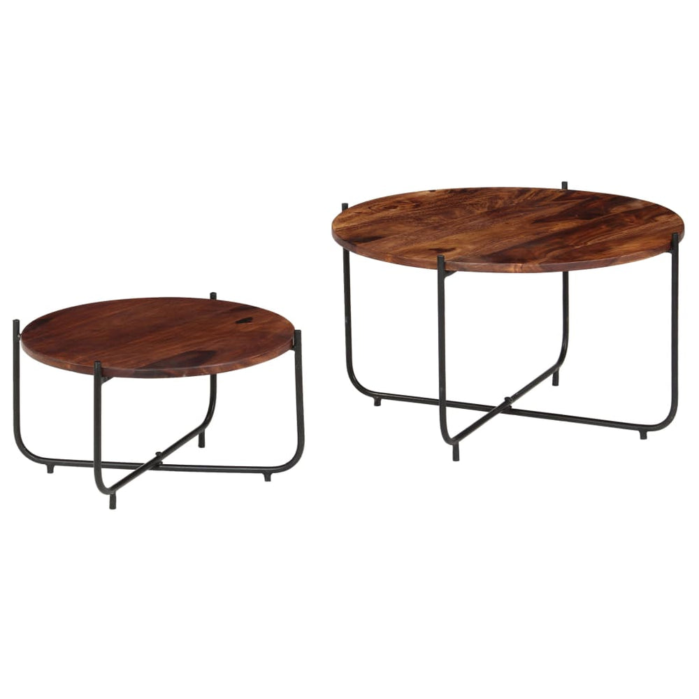 2-delige Salontafelset 60x35 cm massief sheeshamhout MeubelReus