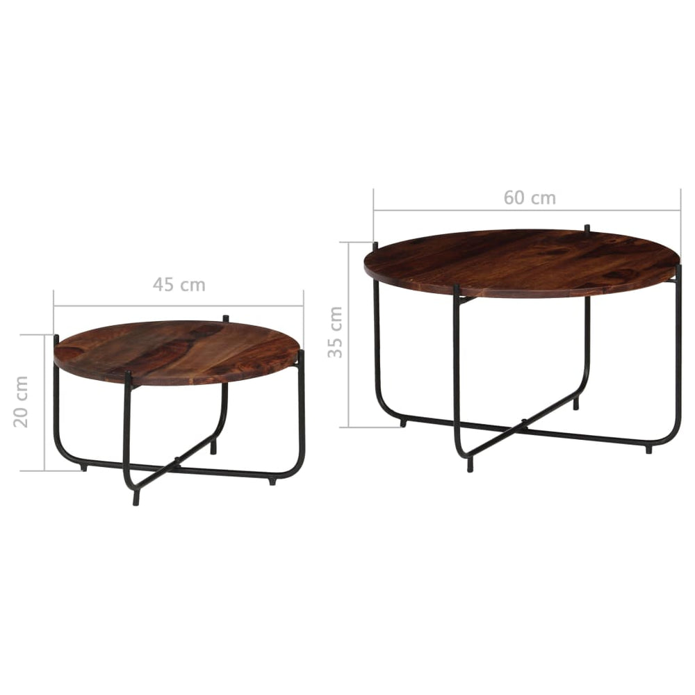 2-delige Salontafelset 60x35 cm massief sheeshamhout MeubelReus