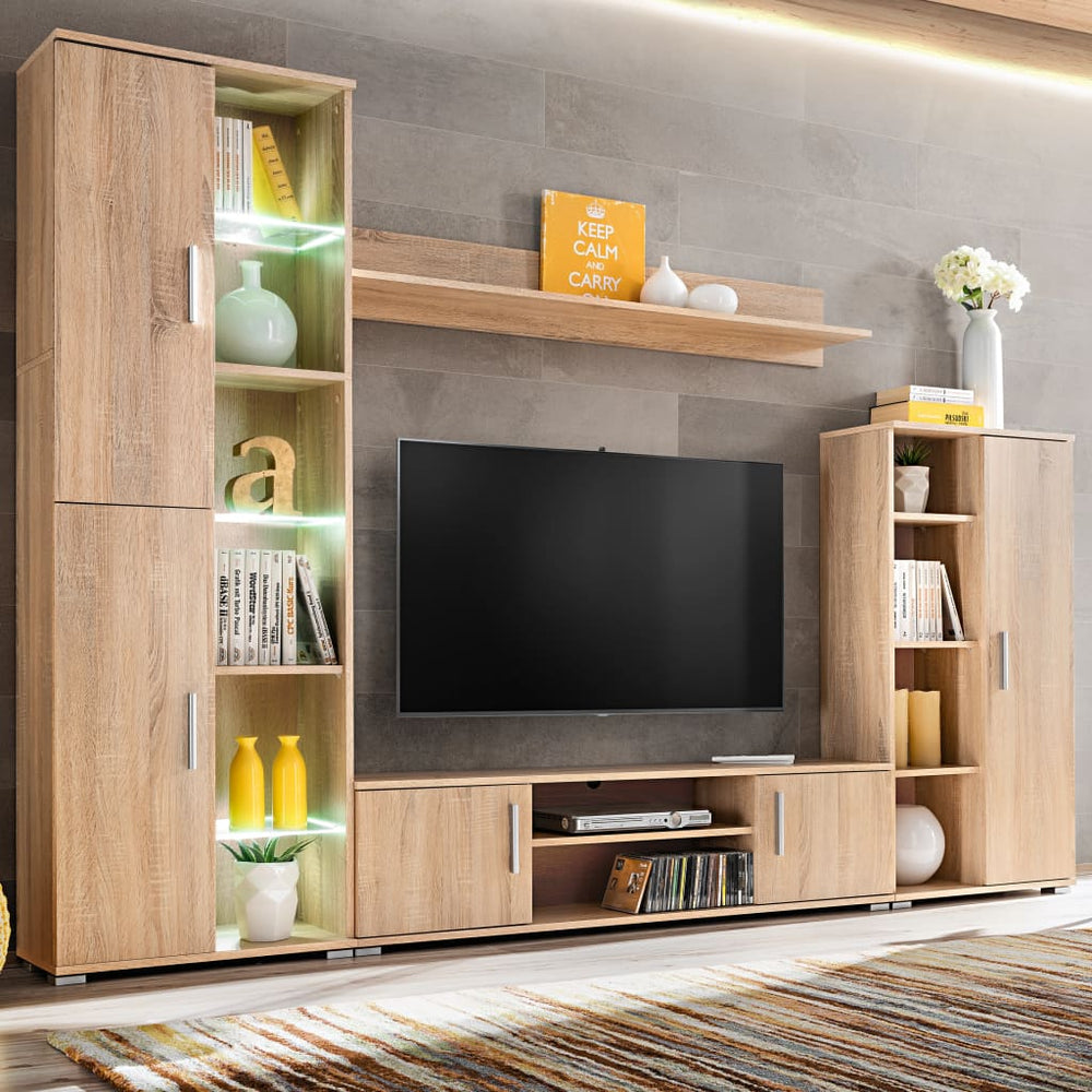 Tv-wandmeubel met LED-verlichting Sonoma eiken MeubelReus