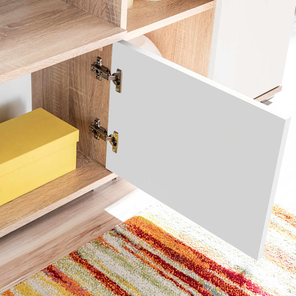 Tv-wandmeubel met LED-verlichting Sonoma eiken en wit MeubelReus