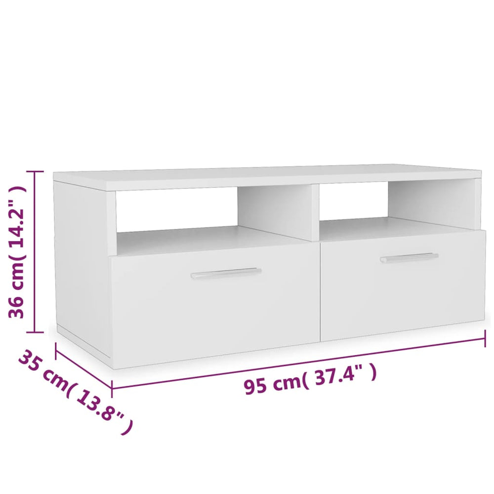 Tv-meubel 95x35x36 cm spaanplaat wit 2 st MeubelReus