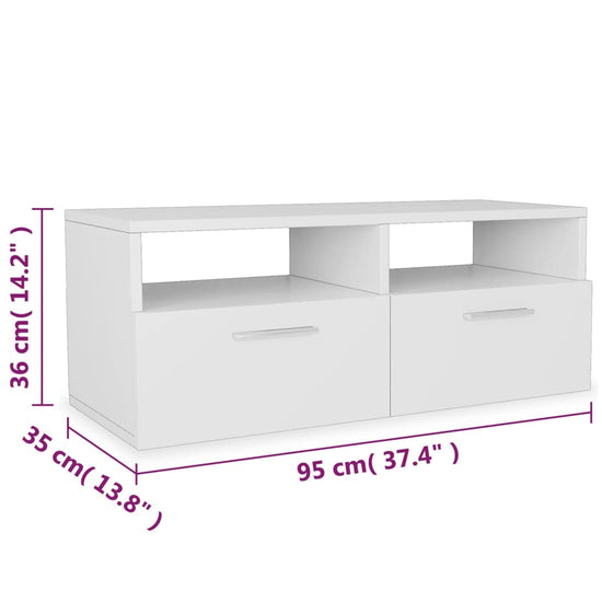 Tv-meubel 95x35x36 cm spaanplaat wit 2 st MeubelReus