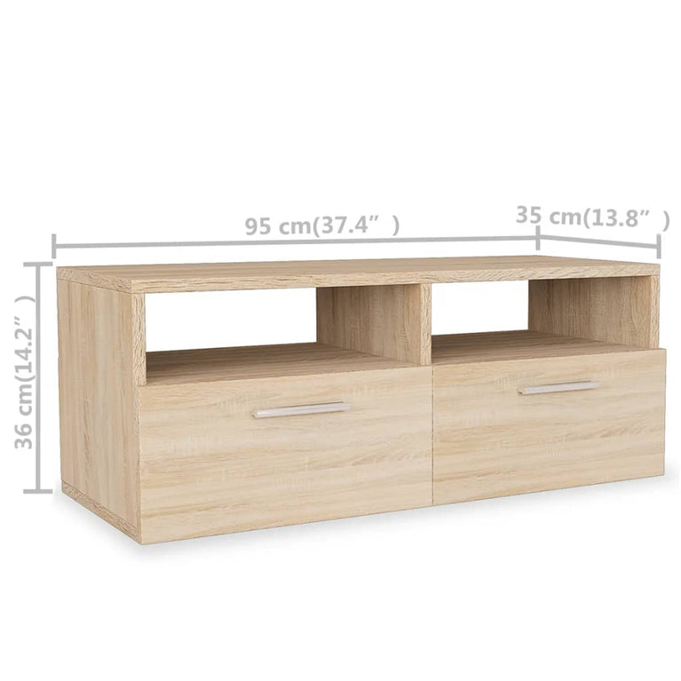 Tv-kasten 95x35x36 cm spaanplaat eikenkleurig 2 st MeubelReus