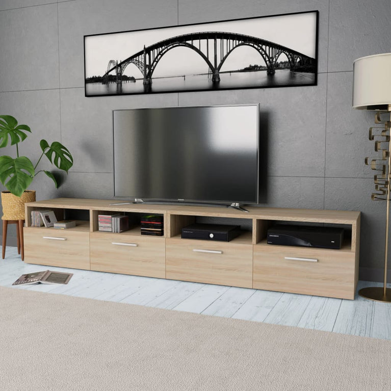 Tv-kasten 95x35x36 cm spaanplaat eikenkleurig 2 st MeubelReus