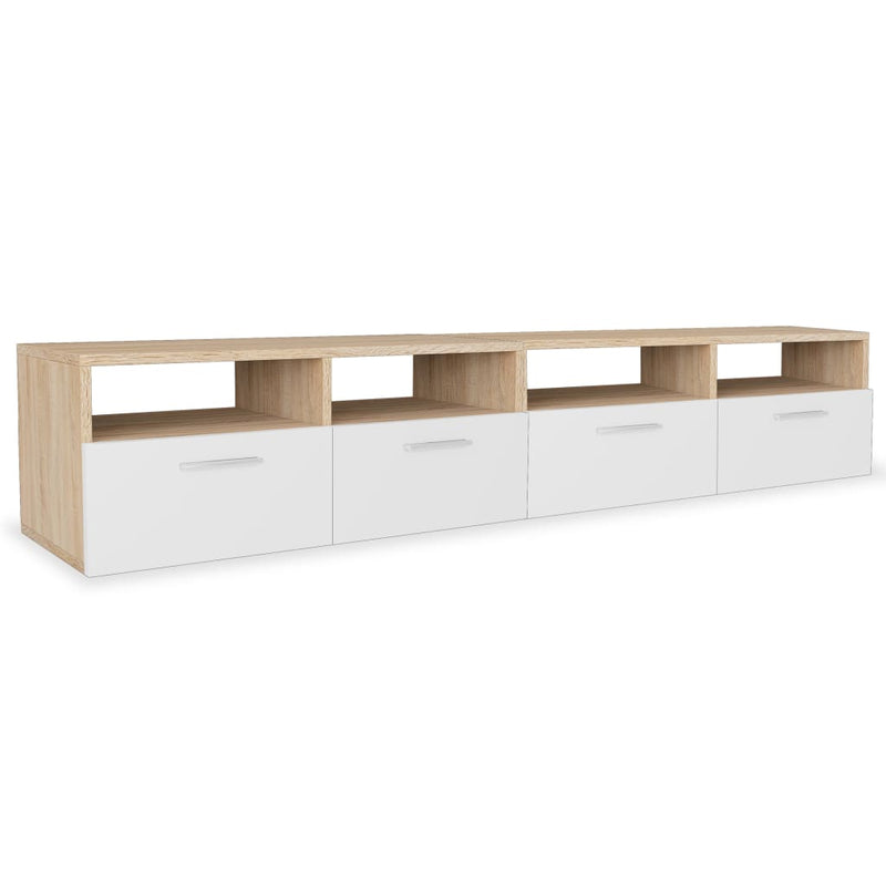 Tv-meubels 95x35x36 cm spaanplaat eikenkleurig en wit 2 st MeubelReus