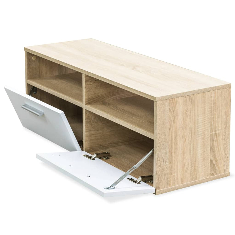 Tv-meubels 95x35x36 cm spaanplaat eikenkleurig en wit 2 st MeubelReus