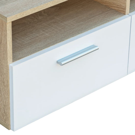 Tv-meubels 95x35x36 cm spaanplaat eikenkleurig en wit 2 st MeubelReus