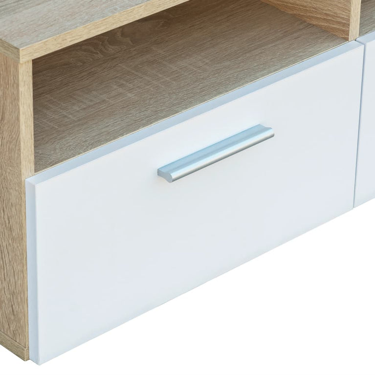 Tv-meubels 95x35x36 cm spaanplaat eikenkleurig en wit 2 st MeubelReus