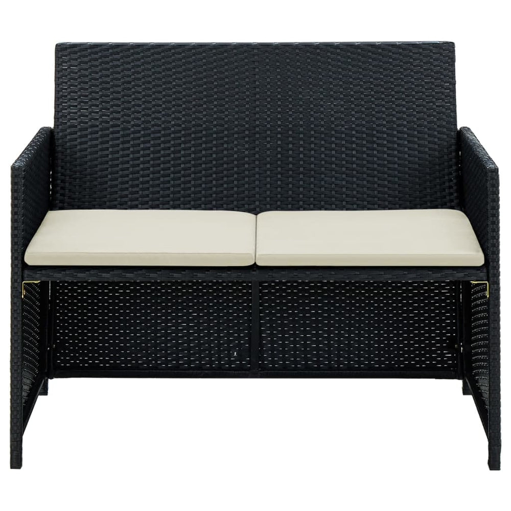 Tuinbank 2-zits met kussens poly rattan zwart MeubelReus