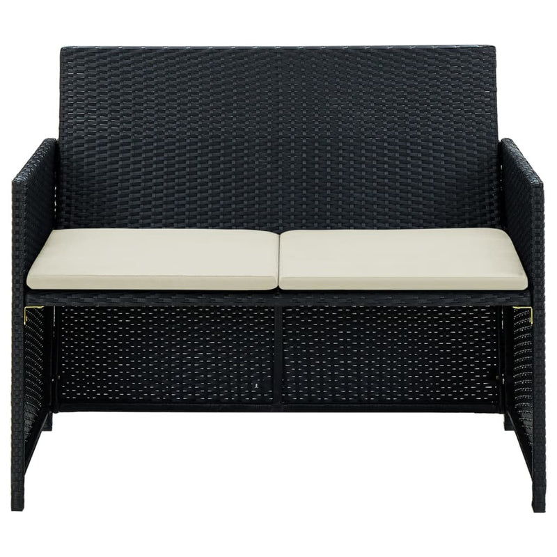 Tuinbank 2-zits met kussens poly rattan zwart MeubelReus