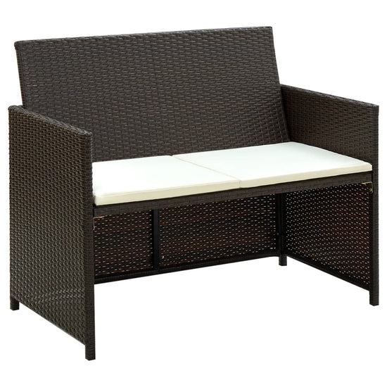Tuinbank 2-zits met kussens poly rattan bruin MeubelReus