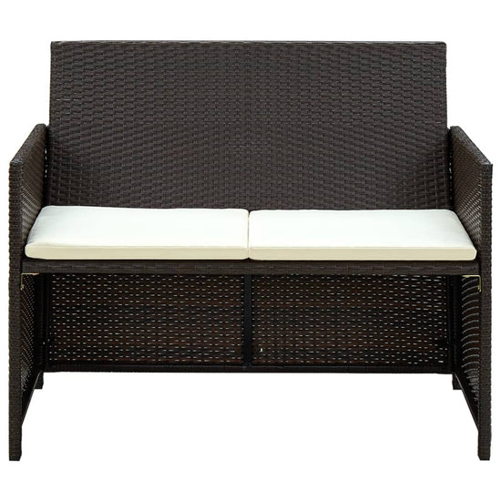 Tuinbank 2-zits met kussens poly rattan bruin MeubelReus