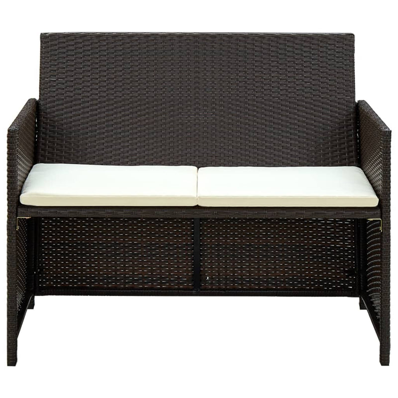 Tuinbank 2-zits met kussens poly rattan bruin MeubelReus