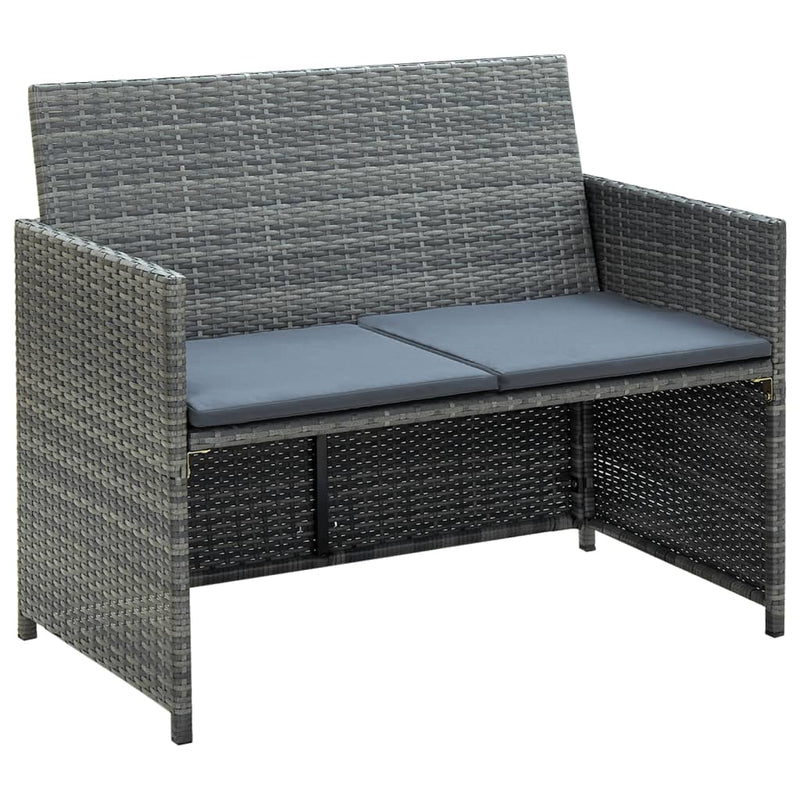 Tuinbank 2-zits met kussens poly rattan grijs MeubelReus