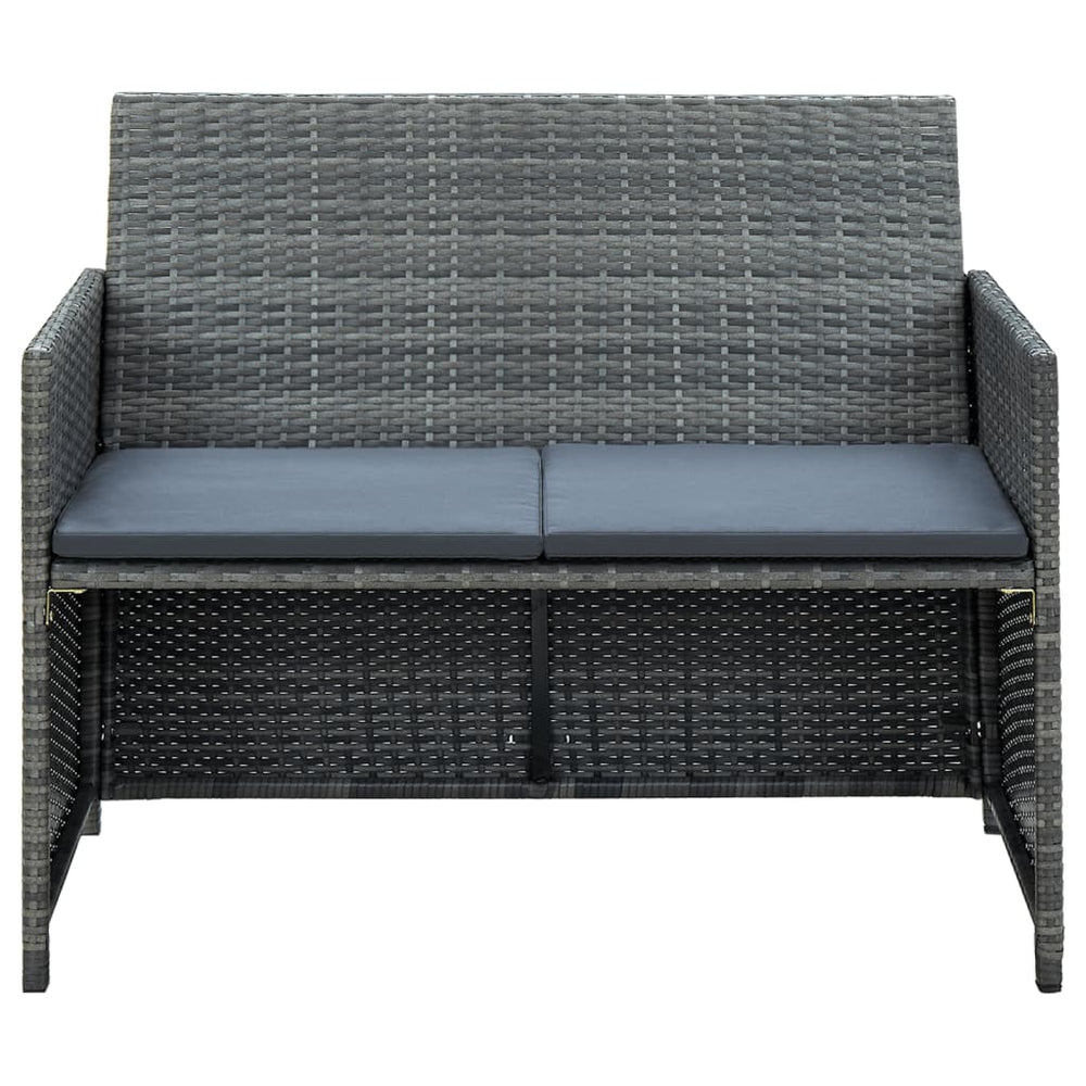 Tuinbank 2-zits met kussens poly rattan grijs MeubelReus