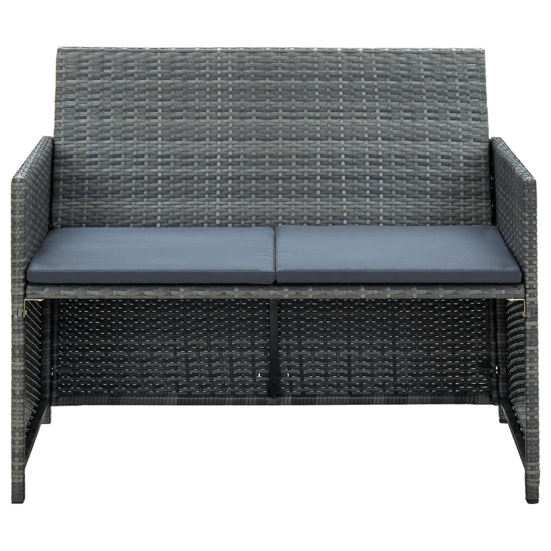 Tuinbank 2-zits met kussens poly rattan grijs MeubelReus