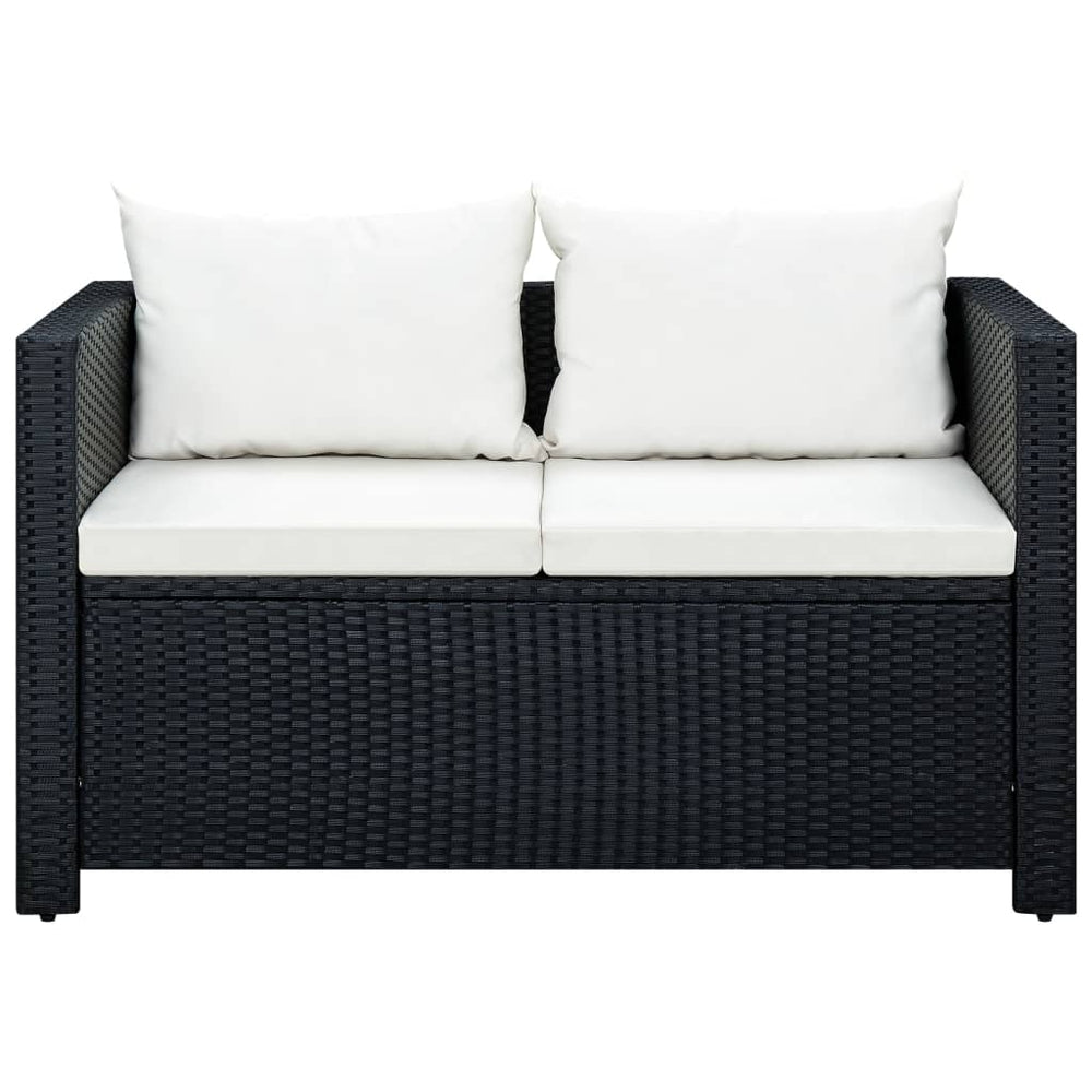 3-delige Loungeset met kussens poly rattan zwart MeubelReus