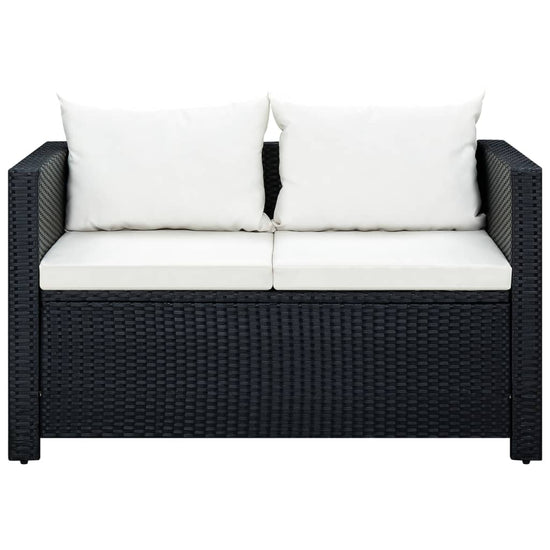 3-delige Loungeset met kussens poly rattan zwart MeubelReus