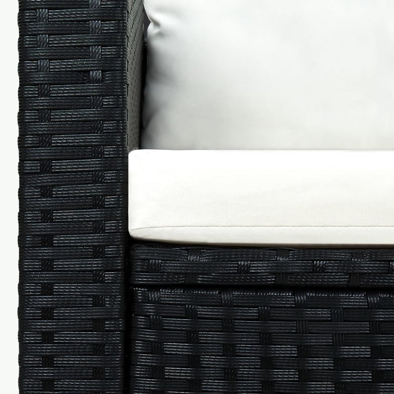 3-delige Loungeset met kussens poly rattan zwart MeubelReus