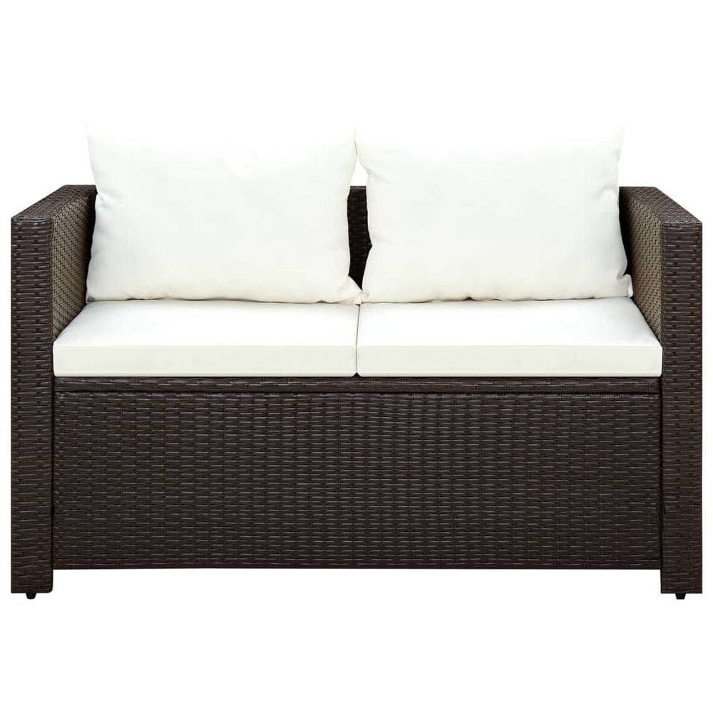 3-delige Bistroset met kussens poly rattan bruin MeubelReus