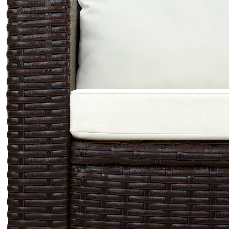 3-delige Bistroset met kussens poly rattan bruin MeubelReus