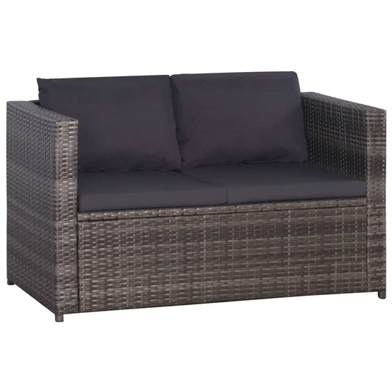 3-delige Bistroset met kussens poly rattan grijs MeubelReus
