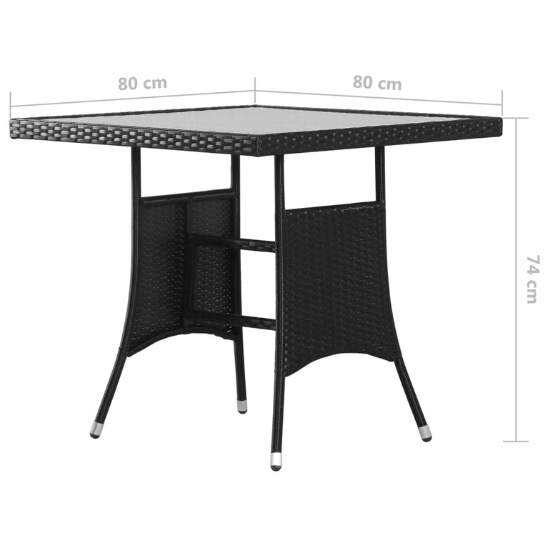 Tuintafel 80x80x74 cm poly rattan zwart MeubelReus