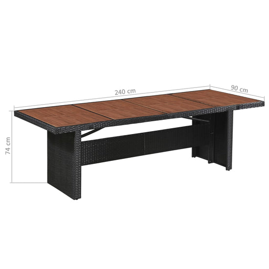 Tuintafel 240x90x74 cm poly rattan en massief acaciahout MeubelReus