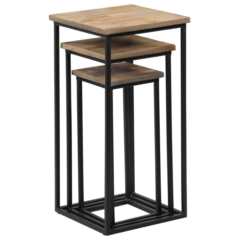 Plantentafelset gerecycled teakhout 3-delig MeubelReus