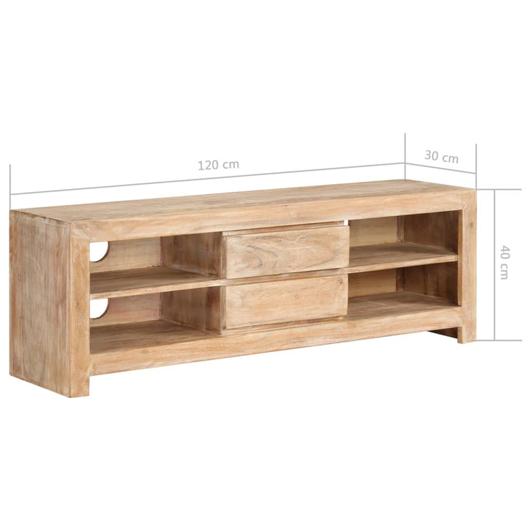 Tv-meubel 120x30x40 cm massief acaciahout lichtbruin MeubelReus