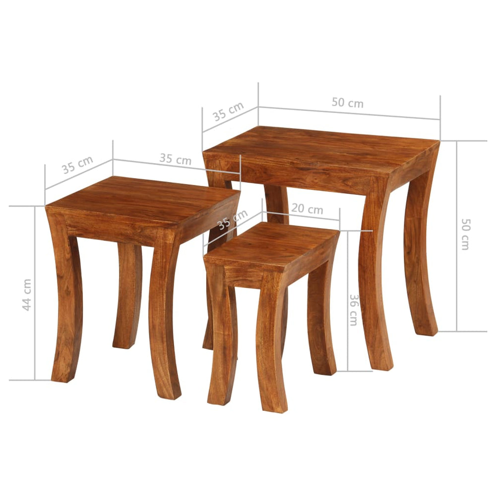 3-delige Tafeltjesset 50x35x50 cm massief acaciahout bruin MeubelReus