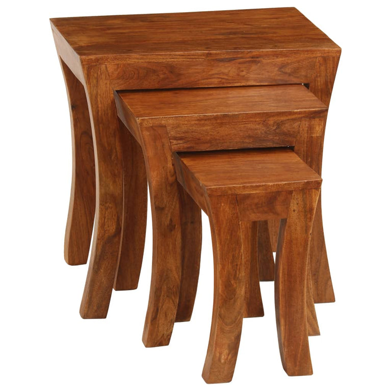 3-delige Tafeltjesset 50x35x50 cm massief acaciahout bruin MeubelReus