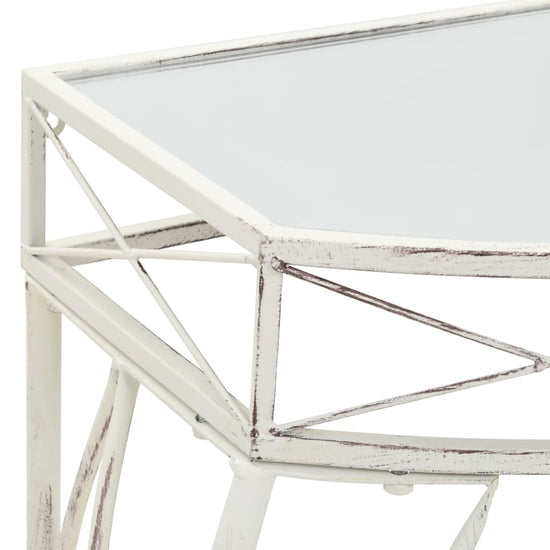 vidaXL Bijzettafel Franse stijl 82x39x76 cm metaal wit MeubelReus