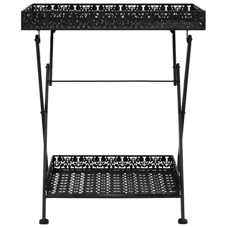 Theetafel vintage stijl inklapbaar 58x35x72 cm metaal zwart MeubelReus