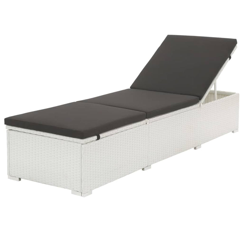 Ligbed met kussen poly rattan wit MeubelReus