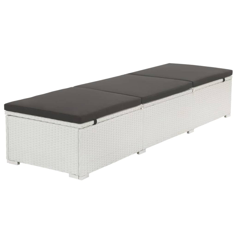 Ligbed met kussen poly rattan wit MeubelReus