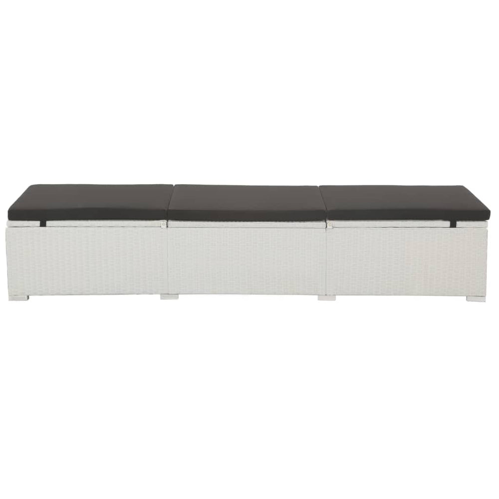 Ligbed met kussen poly rattan wit MeubelReus