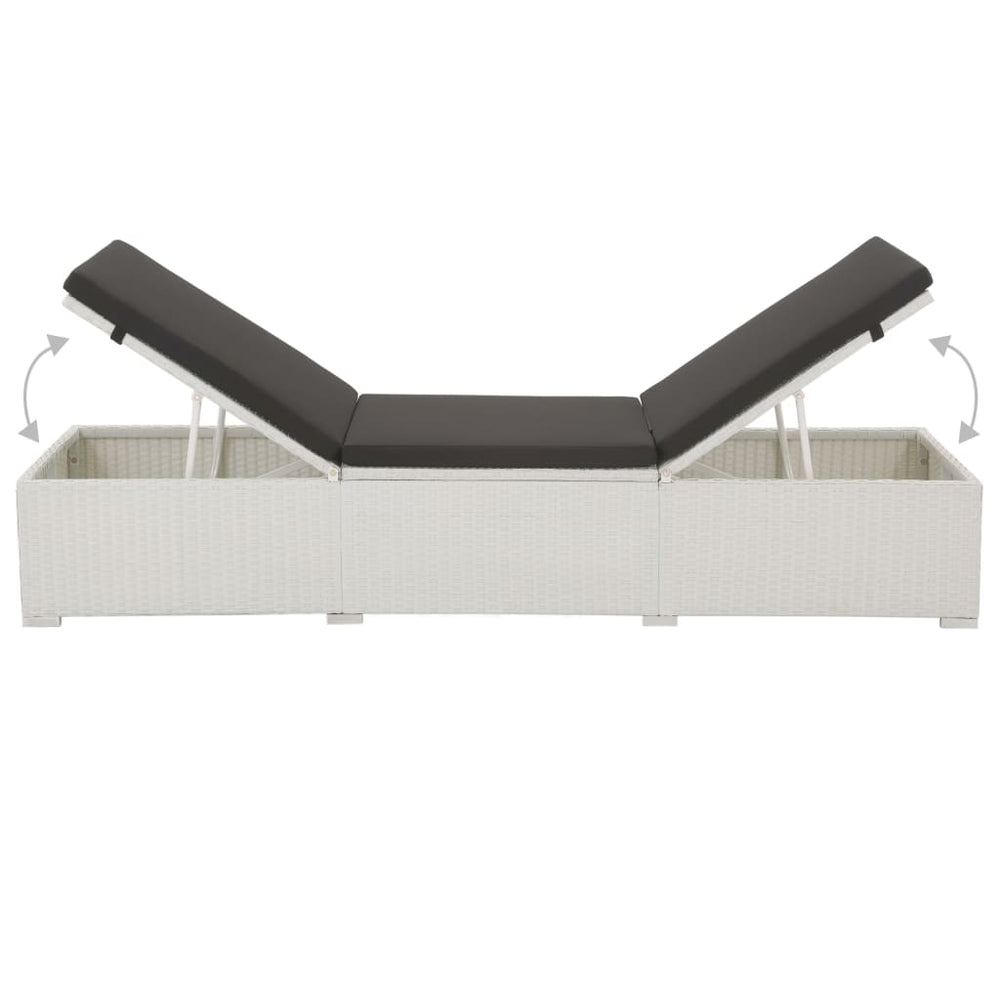 Ligbed met kussen poly rattan wit MeubelReus