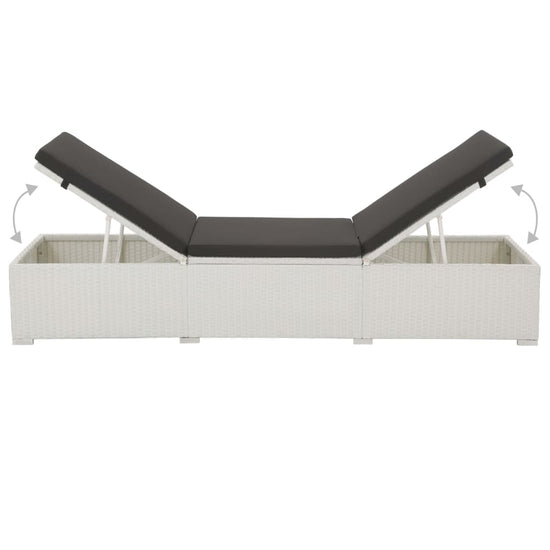 Ligbed met kussen poly rattan wit MeubelReus