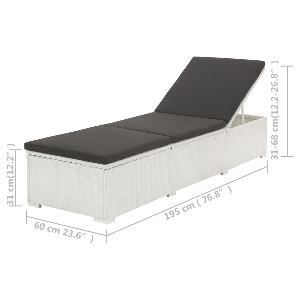 Ligbed met kussen poly rattan wit MeubelReus