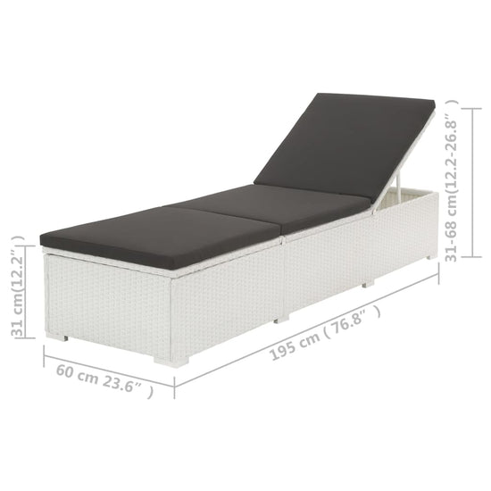 Ligbed met kussen poly rattan wit MeubelReus