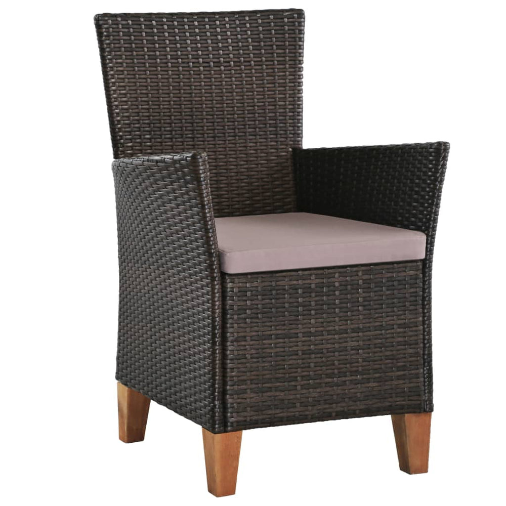 Tuinstoelen 2 st met kussens poly rattan bruin MeubelReus