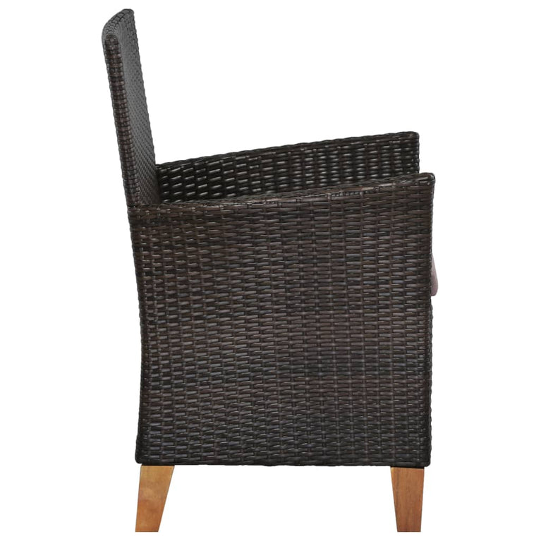 Tuinstoelen 2 st met kussens poly rattan bruin MeubelReus