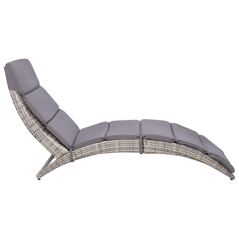 Ligbed inklapbaar met kussen poly rattan grijs MeubelReus