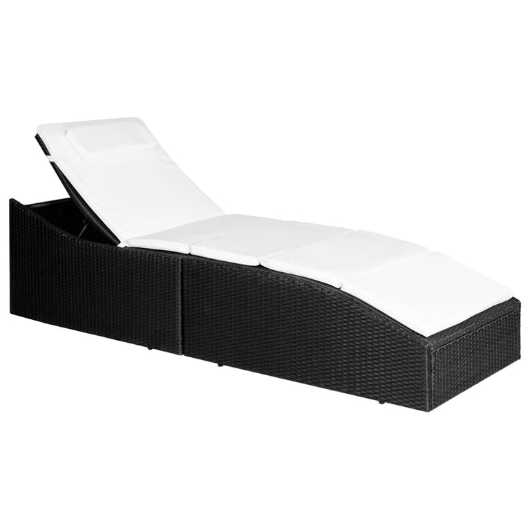Ligbed met kussen poly rattan zwart MeubelReus