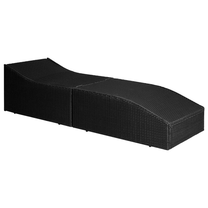 Ligbed met kussen poly rattan zwart MeubelReus