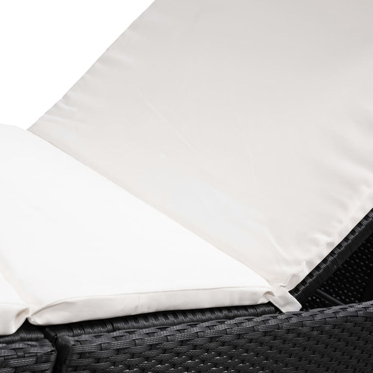 Ligbed met kussen poly rattan zwart MeubelReus