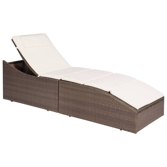 Ligbed met kussen poly rattan bruin MeubelReus